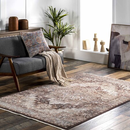 Nuloom Philippa Traditional Medallion Fringe Area Rug 4ft x 5ft 10in KHMC57A-406